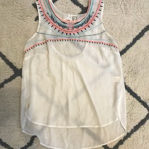 White Tank with Printed Neck